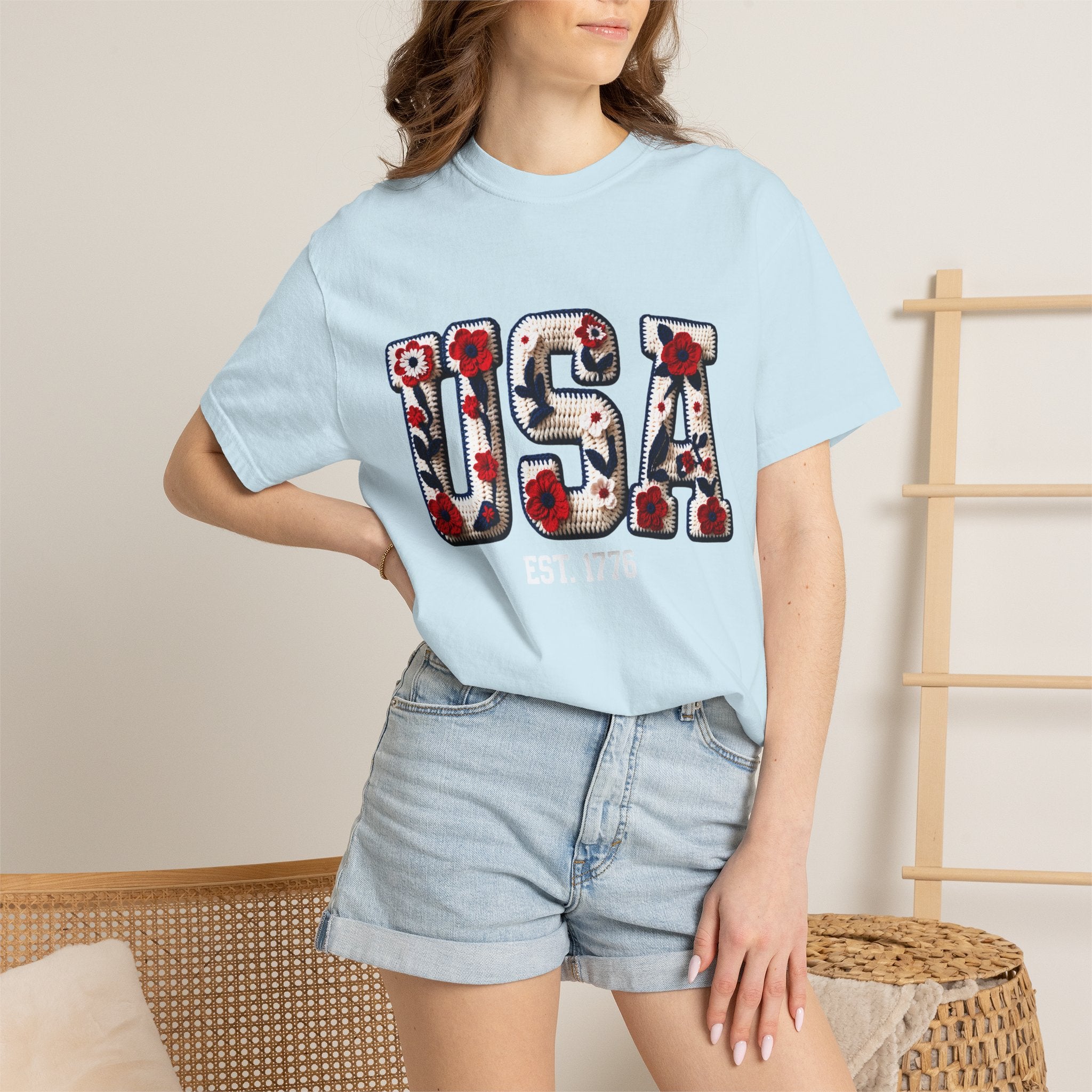 USA Floral Graphic T-Shirt