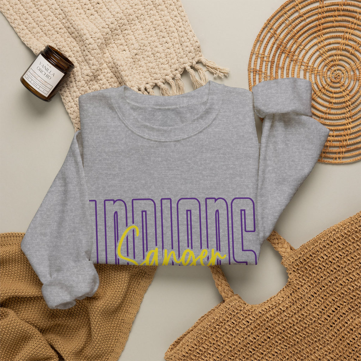 Indiana Sangor Crewneck Sweatshirt — Retro Block Letter Graphic