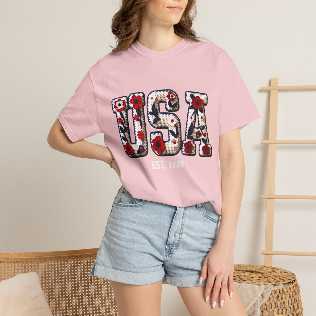 USA Floral Graphic T-Shirt