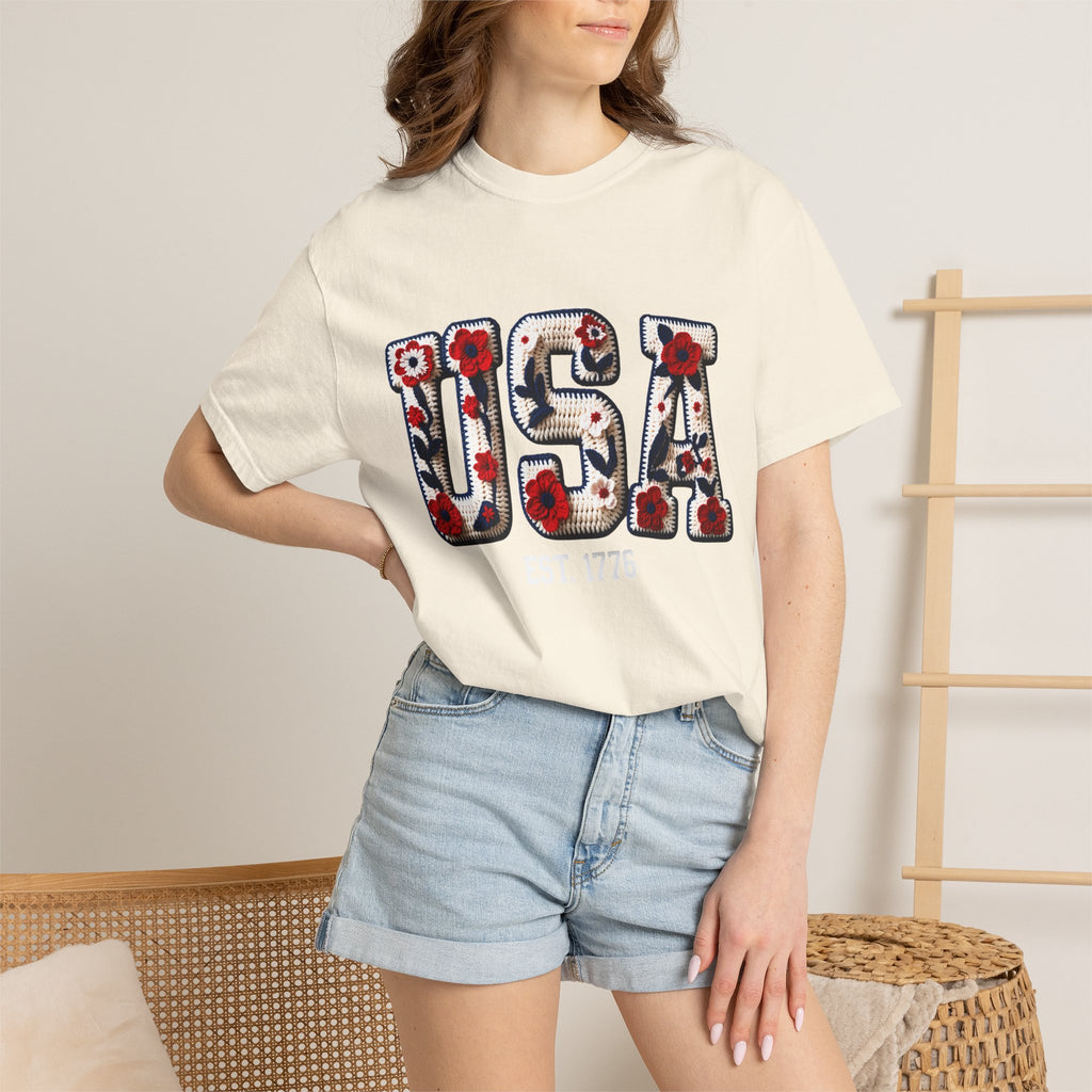 USA Floral Graphic T-Shirt
