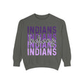Indians Retro Stack Pullover Sweatshirt — Purple Vintage Script Design