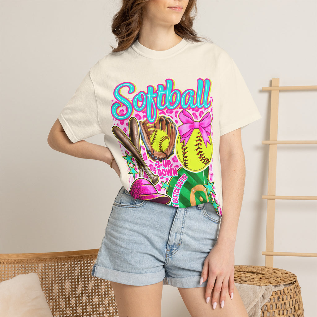 Neon Softball Design Graphic T-Shirt