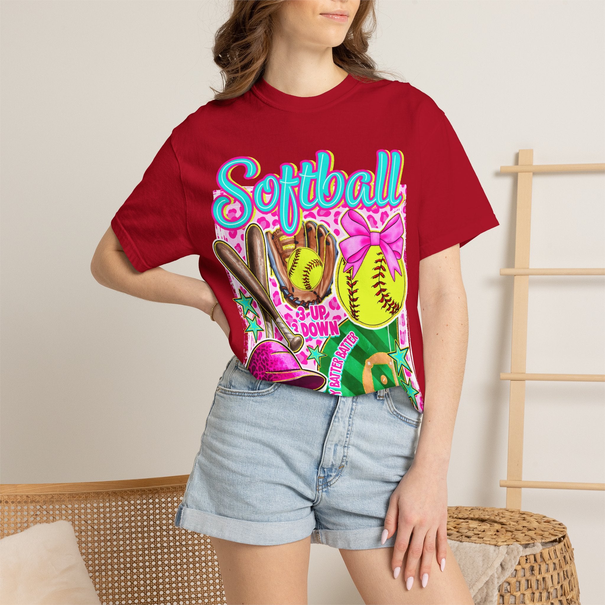Neon Softball Design Graphic T-Shirt