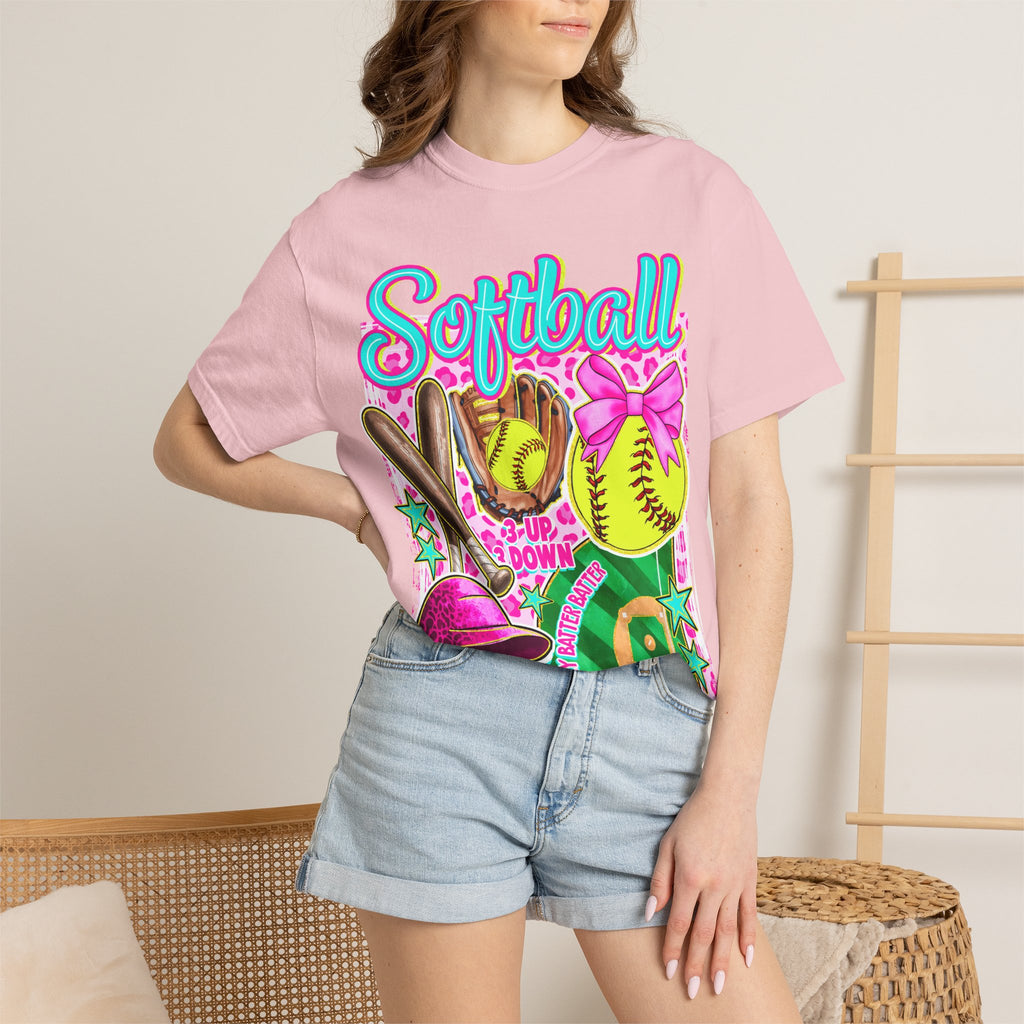 Neon Softball Design Graphic T-Shirt
