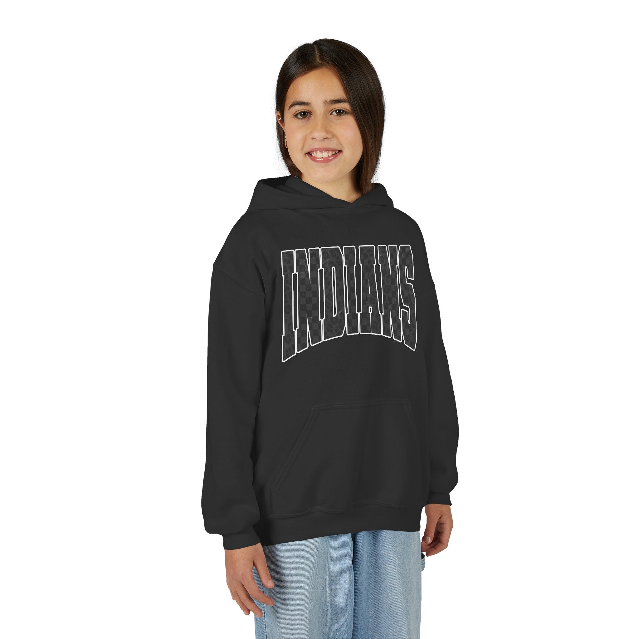 Youth Hoodie - 'INDIANS' Varsity Style Pullover