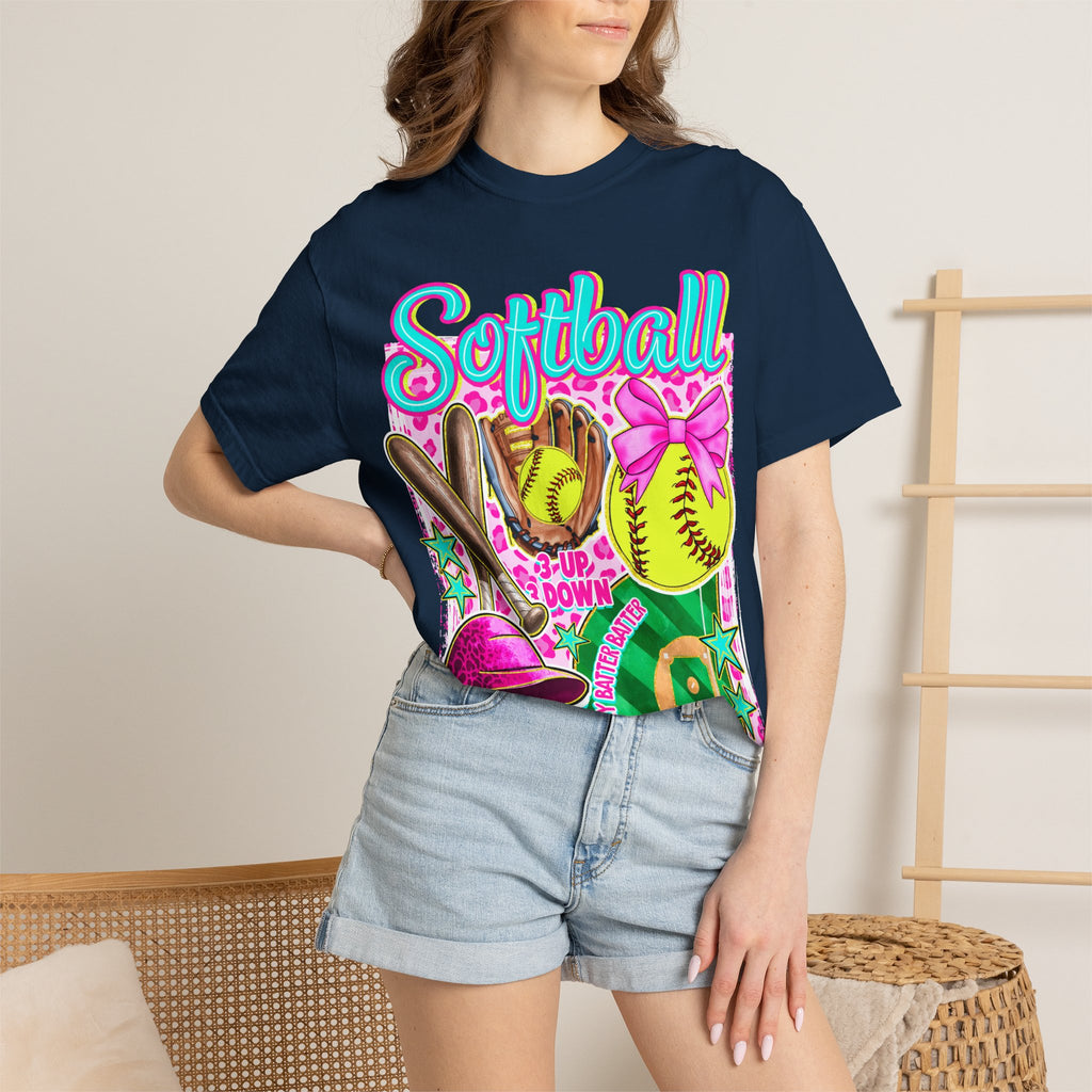 Neon Softball Design Graphic T-Shirt
