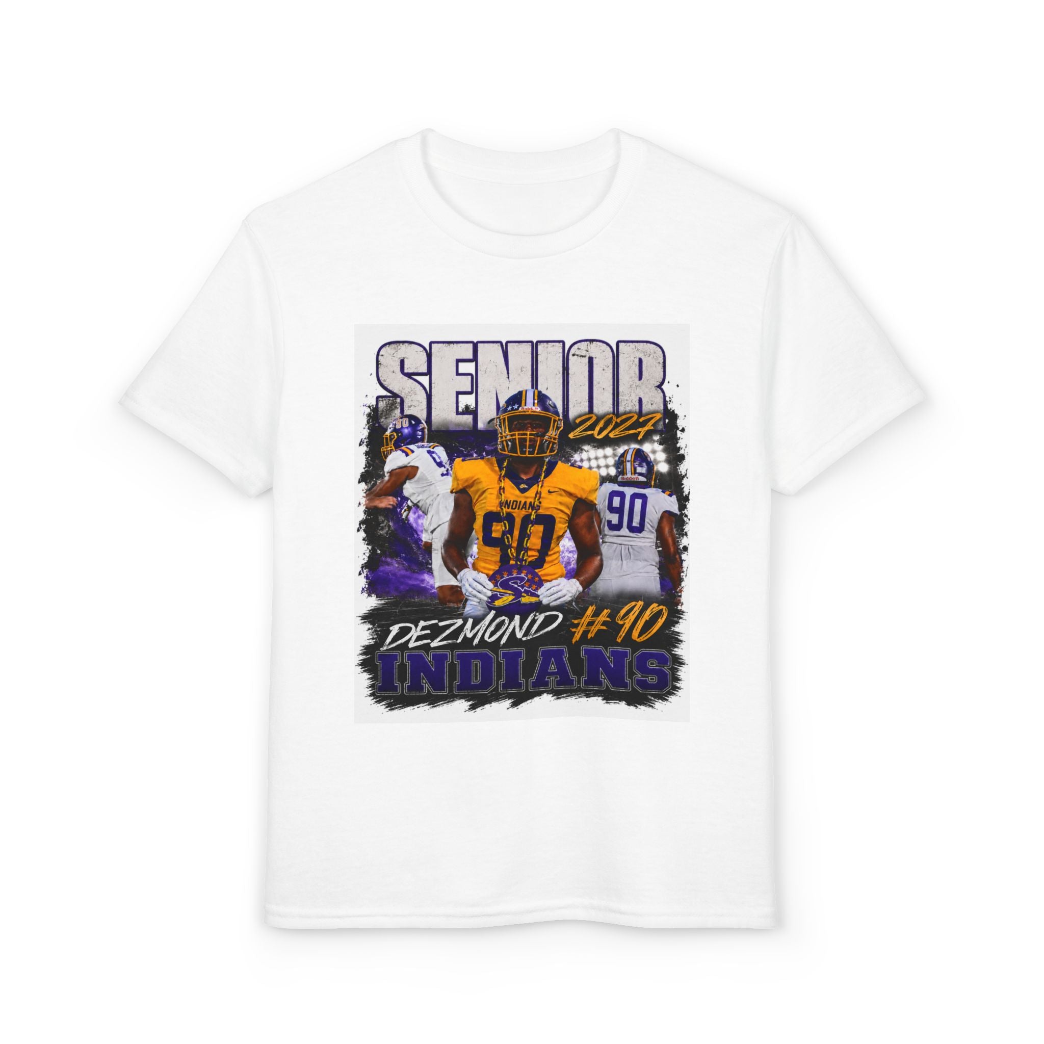 Youth Football Senior Year T‑Shirt – "Dezmond #90" Indians Team Tee