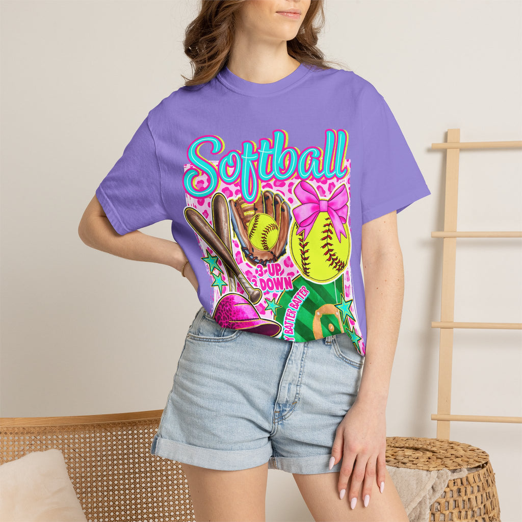 Neon Softball Design Graphic T-Shirt