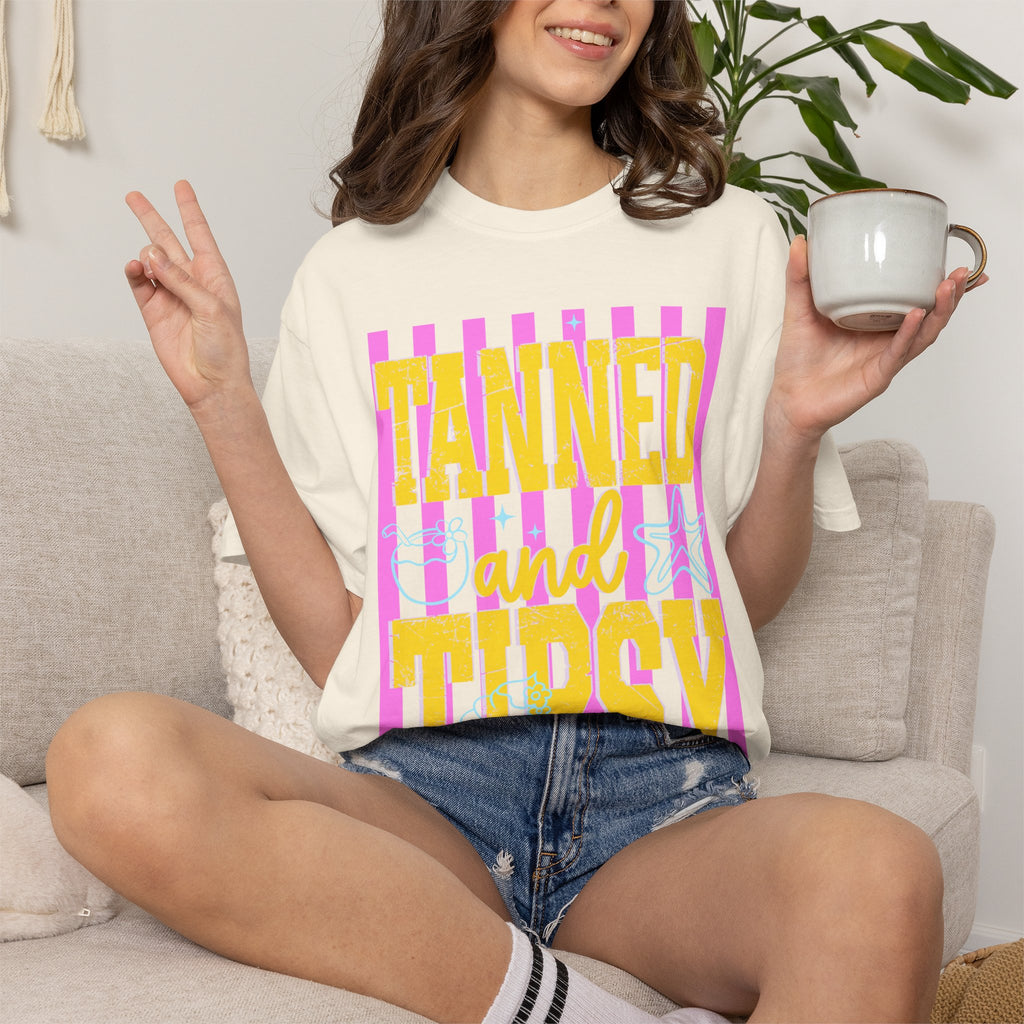 Tanned and Tipsy Retro Beach Graphic Tee