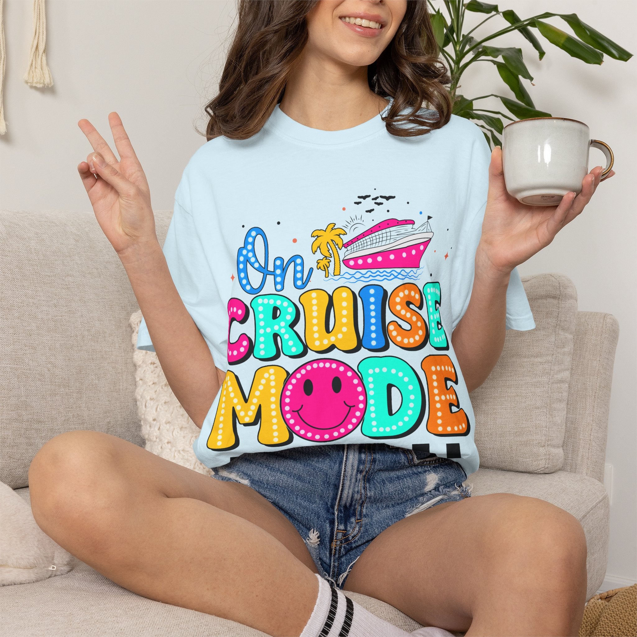 On Cruise Mode T‑Shirt — Colorful Vacation Cruise Shirt