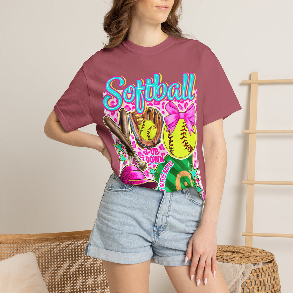 Neon Softball Design Graphic T-Shirt
