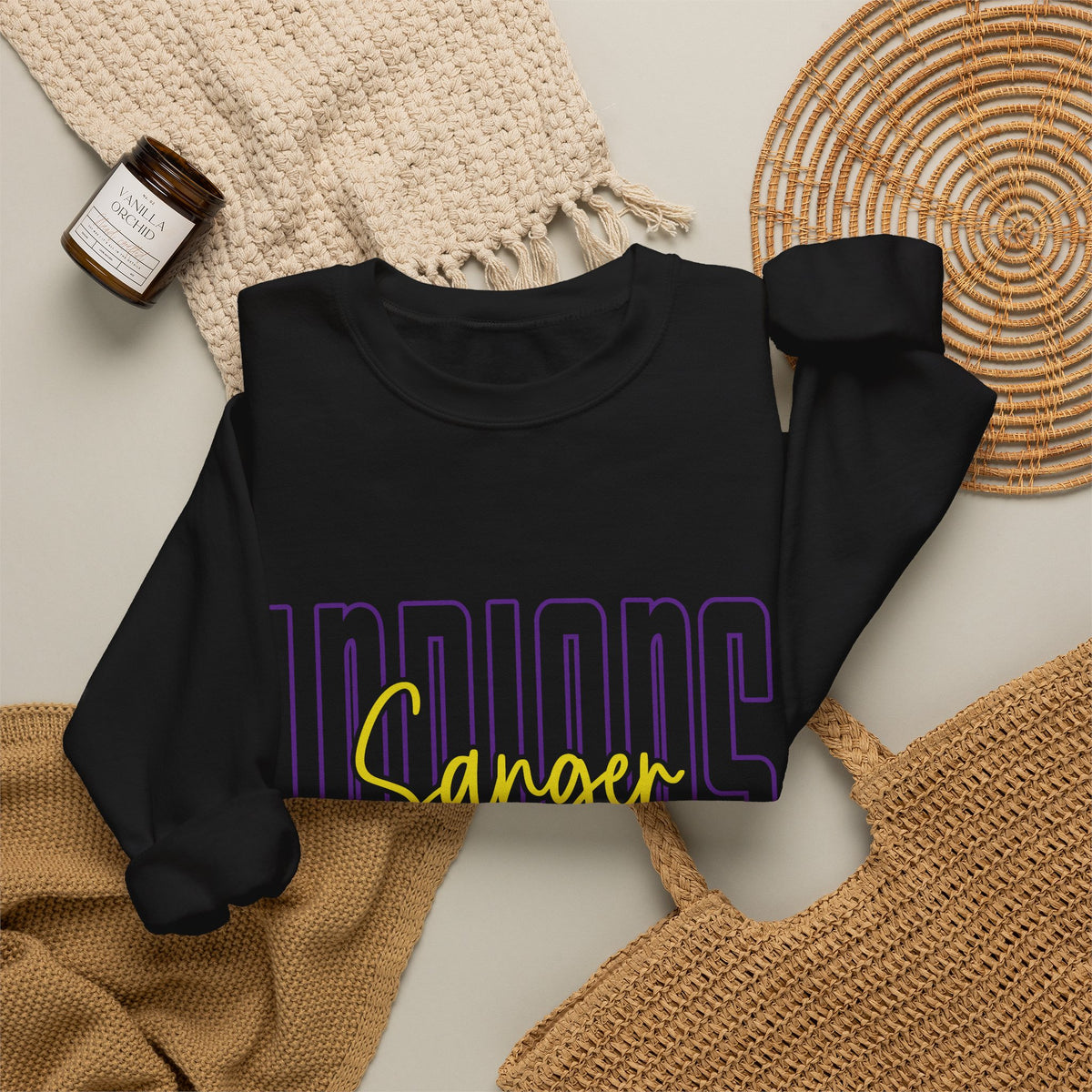 Indiana Sangor Crewneck Sweatshirt — Retro Block Letter Graphic