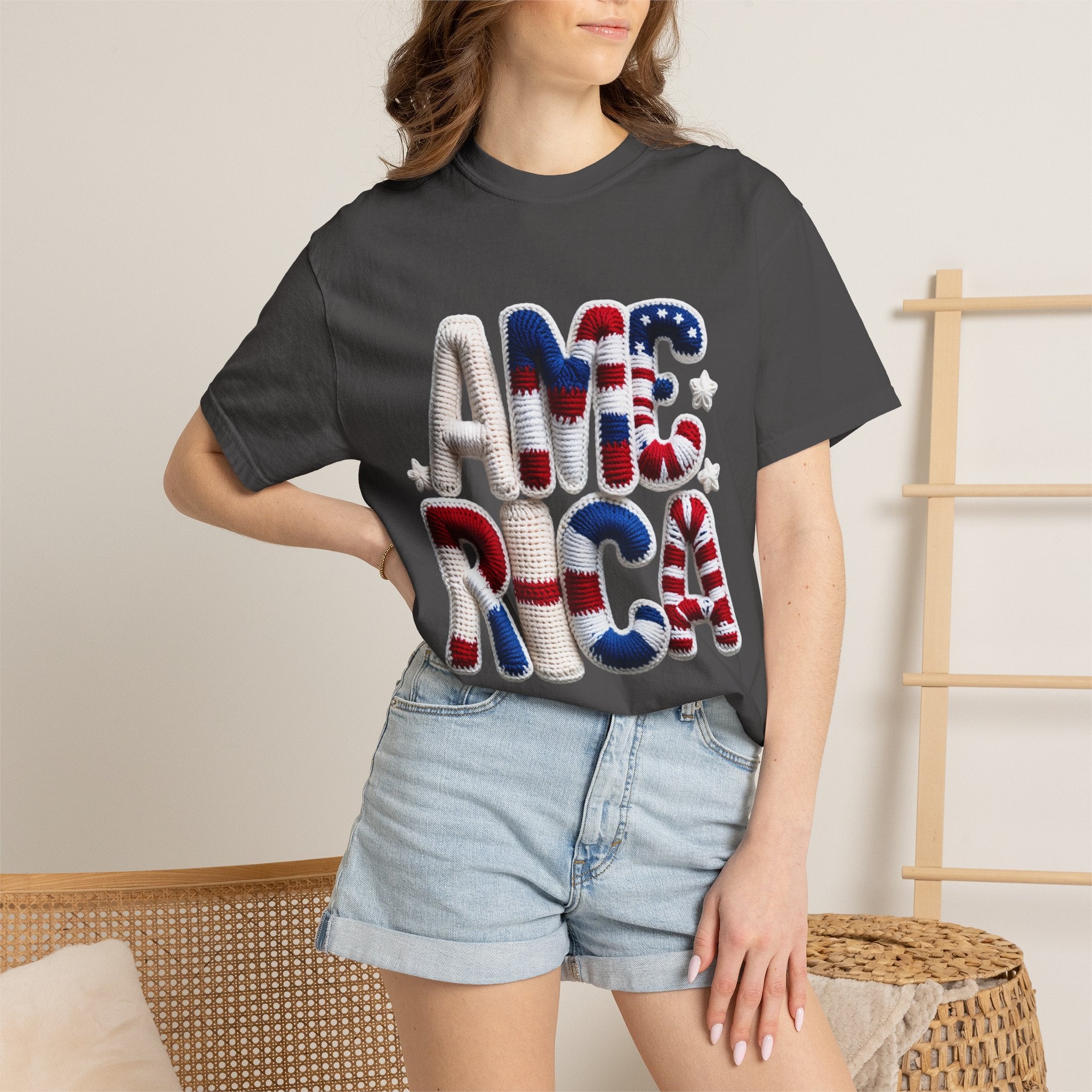 America Puffy Flag Graphic T-Shirt