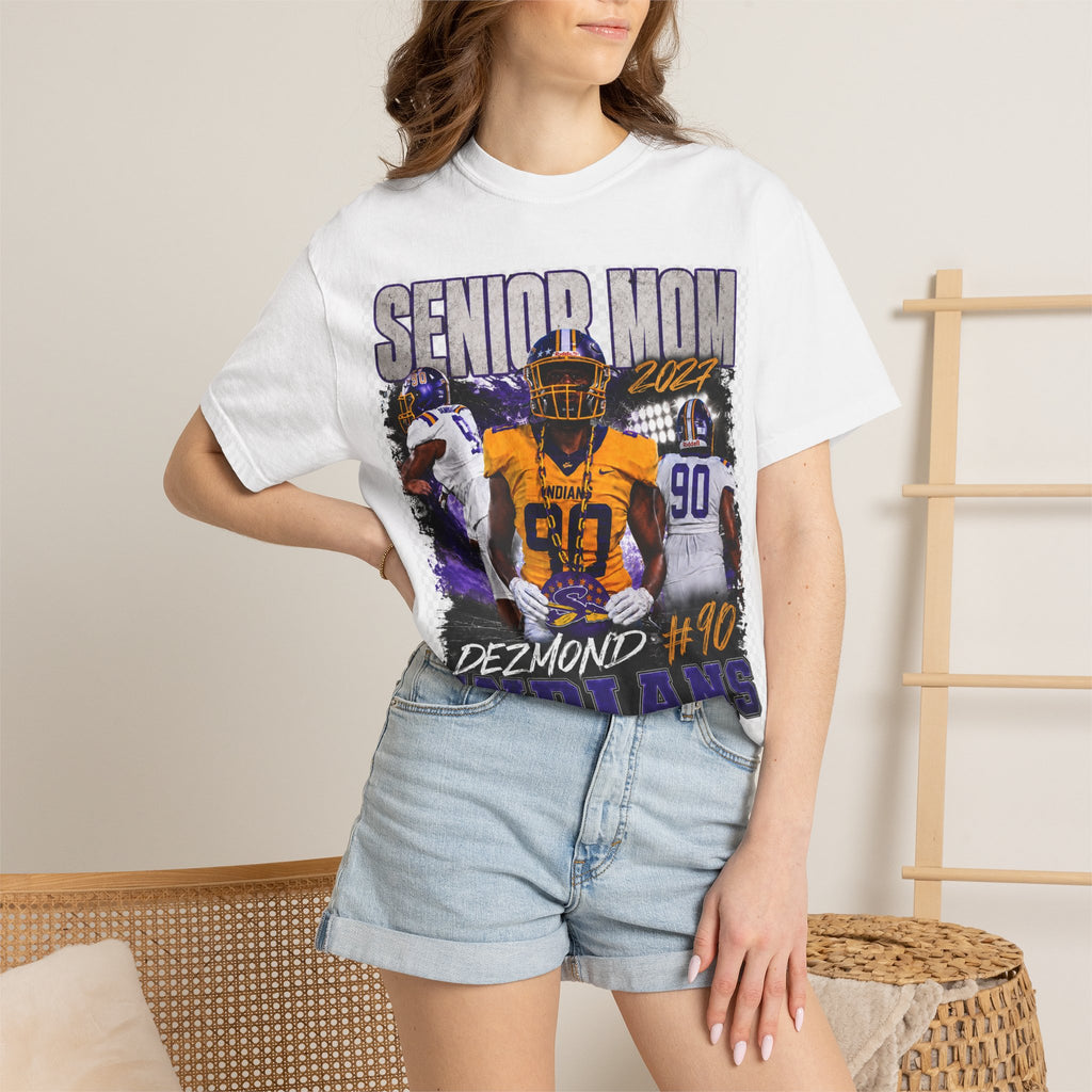 Senior Mom Football T‑Shirt — "Dezmond #90" Indians Senior