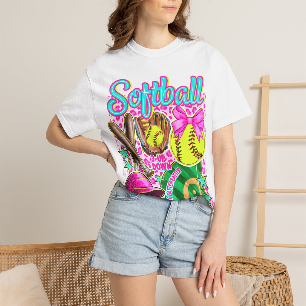 Neon Softball Design Graphic T-Shirt