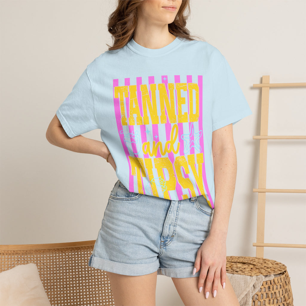 Tanned and Tipsy Retro Beach Graphic Tee