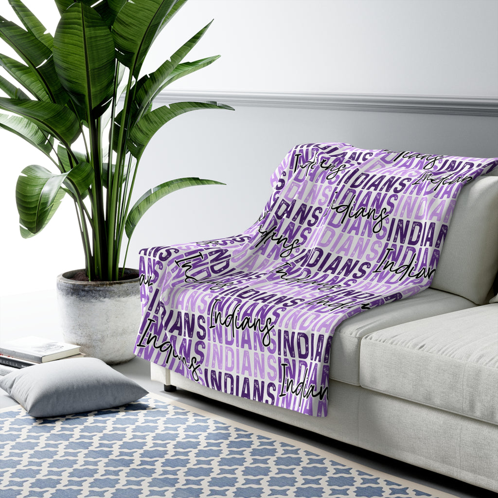 Indians Script Pattern Sherpa Fleece Blanket